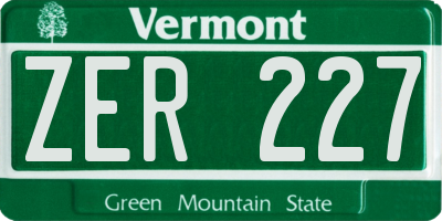VT license plate ZER227