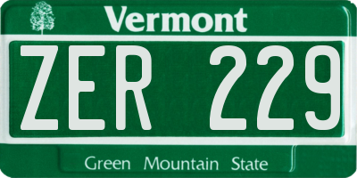 VT license plate ZER229
