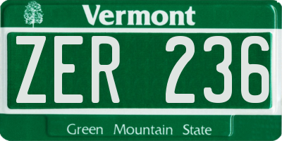 VT license plate ZER236
