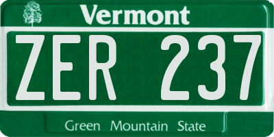VT license plate ZER237