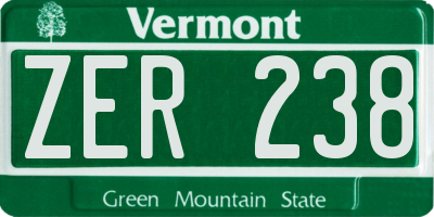 VT license plate ZER238