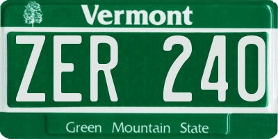 VT license plate ZER240