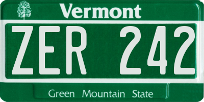 VT license plate ZER242