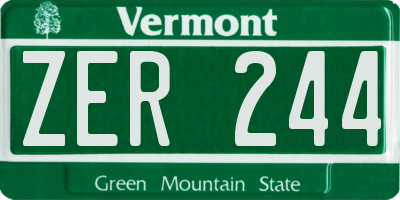 VT license plate ZER244