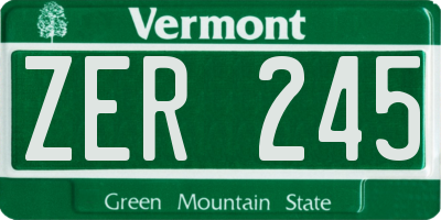 VT license plate ZER245