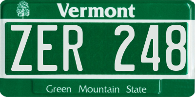 VT license plate ZER248