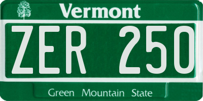 VT license plate ZER250