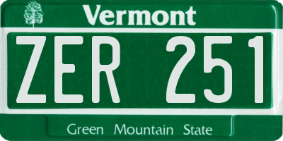 VT license plate ZER251
