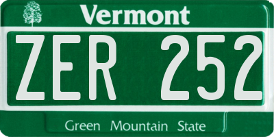 VT license plate ZER252