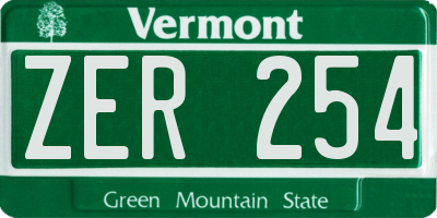 VT license plate ZER254
