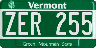 VT license plate ZER255