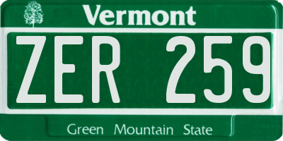 VT license plate ZER259