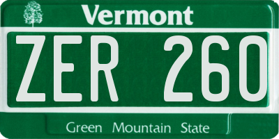 VT license plate ZER260