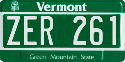 VT license plate ZER261