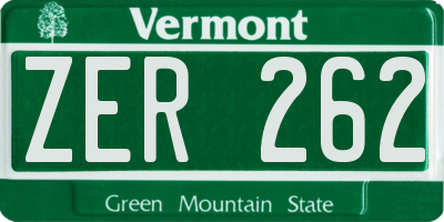 VT license plate ZER262