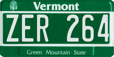 VT license plate ZER264