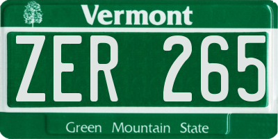 VT license plate ZER265