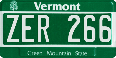 VT license plate ZER266