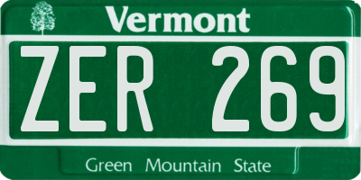 VT license plate ZER269
