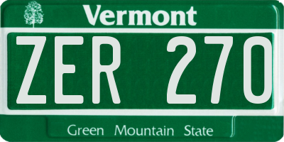 VT license plate ZER270