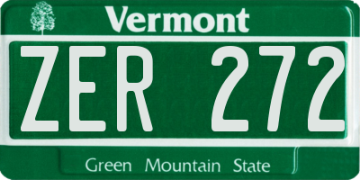 VT license plate ZER272