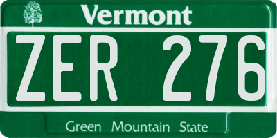 VT license plate ZER276