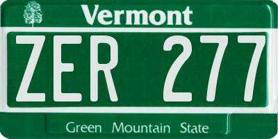 VT license plate ZER277