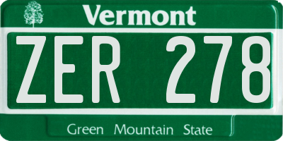 VT license plate ZER278