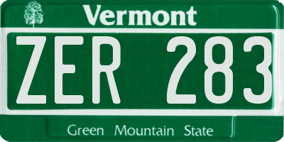 VT license plate ZER283