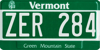 VT license plate ZER284