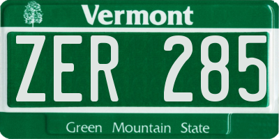 VT license plate ZER285