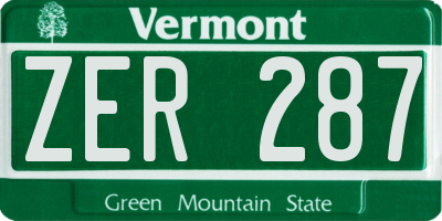 VT license plate ZER287