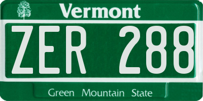 VT license plate ZER288