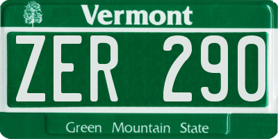 VT license plate ZER290