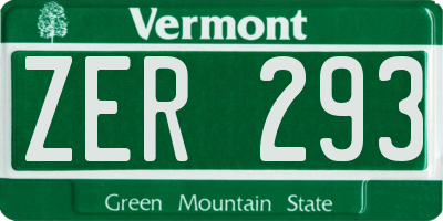 VT license plate ZER293