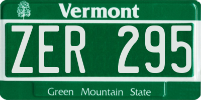 VT license plate ZER295