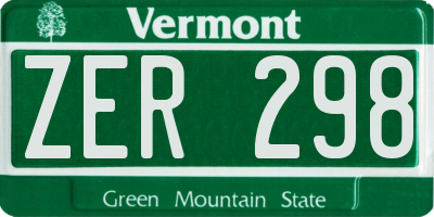 VT license plate ZER298