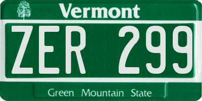 VT license plate ZER299