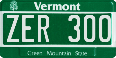 VT license plate ZER300