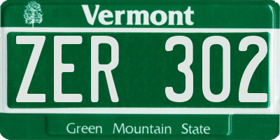 VT license plate ZER302