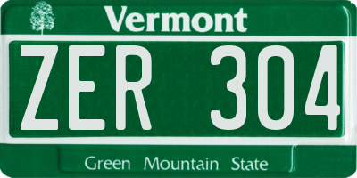 VT license plate ZER304