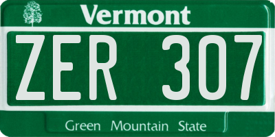 VT license plate ZER307
