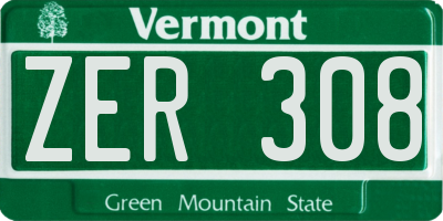 VT license plate ZER308