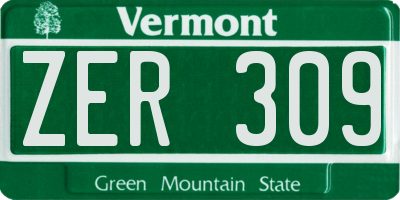 VT license plate ZER309