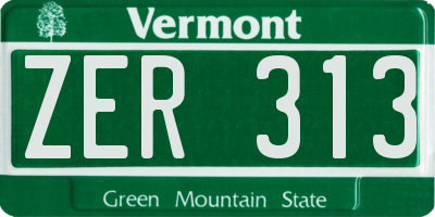 VT license plate ZER313