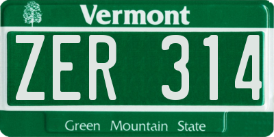 VT license plate ZER314