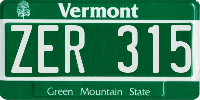 VT license plate ZER315