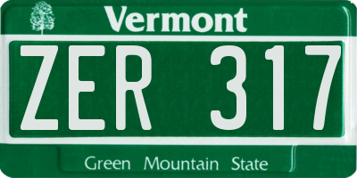 VT license plate ZER317