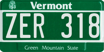 VT license plate ZER318
