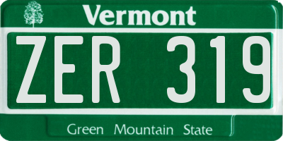 VT license plate ZER319